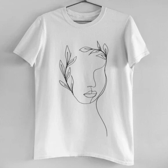 Minimal Goddess Line Art Sketch Tee - Picture 1 of 4